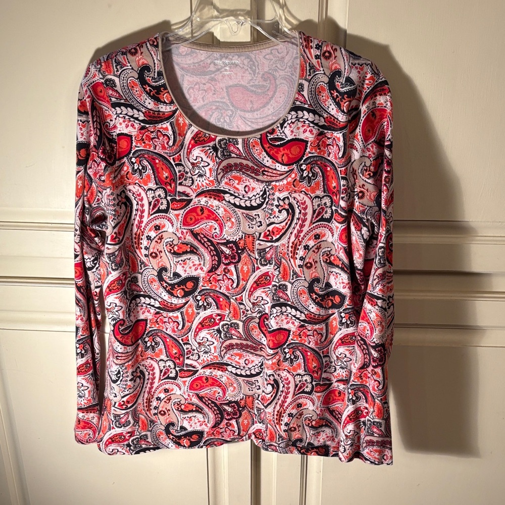 Kim Rogers Red and Black Paisley Top
